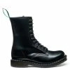 Solovair 11 Eye Zip Derby Boot In Black Hi-Shine
