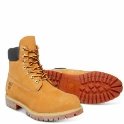 Timberland Men's Icon 6 Inch Premium Boot In Wheat Nubuck -Getoutside Shop h h timberland mens 6 inch con premium boot wheat nubuck 10061713 4 1 1100x